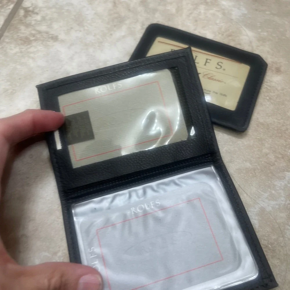 2 Rolfs American NEW Mens Black Leather Bifold Wallet and Card Holder Set of 2